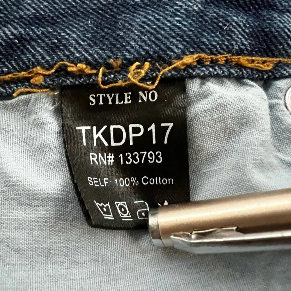 POL Jeans Cropped Flared Raw Split Hem Destructed Ankle Blue S Frayed Whiskered - Image 14