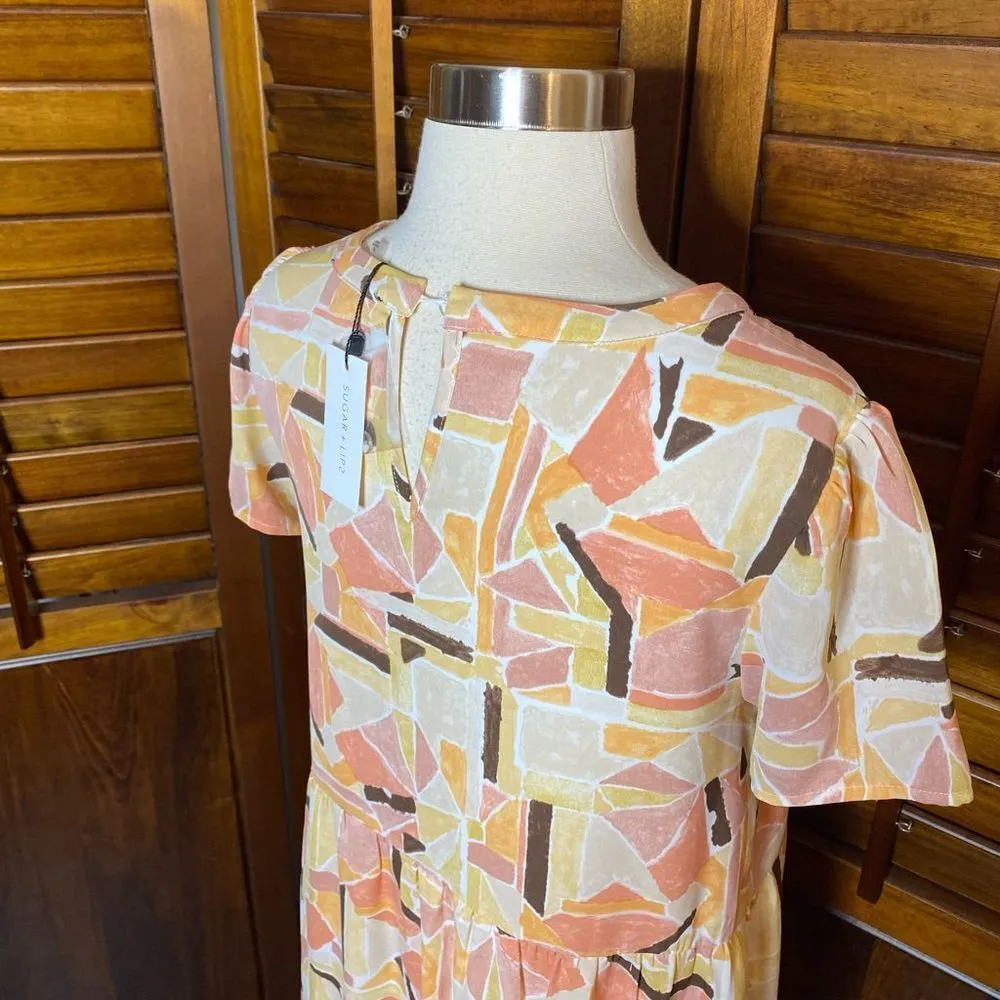 Sugar Lips Pantone Peach Multicolor Retro Maxi Dress​ - Image 3