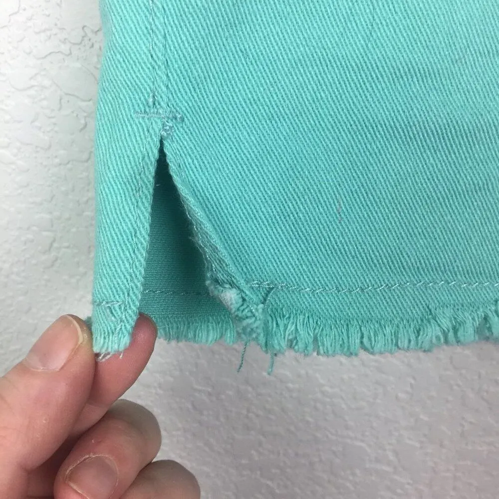 VIOGOLD Teal Cutoff Jean Shorts Size 30 Green - Image 2