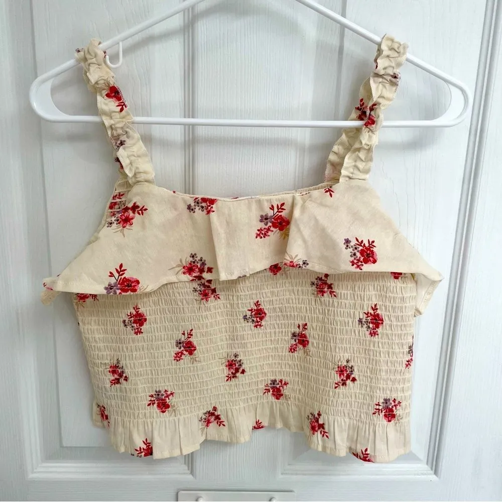 Wonder Nation Elastic Kerchief Floral Cream Crop Top Women’s Size XL - Image 6