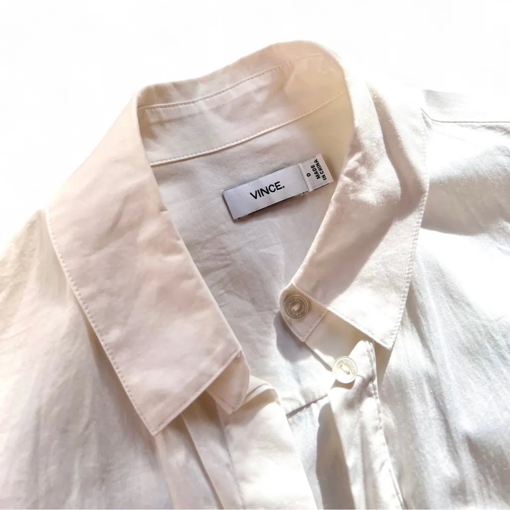 Vince Contrast Silk & Cotton Button Down Shirt – Size 0 - Image 3