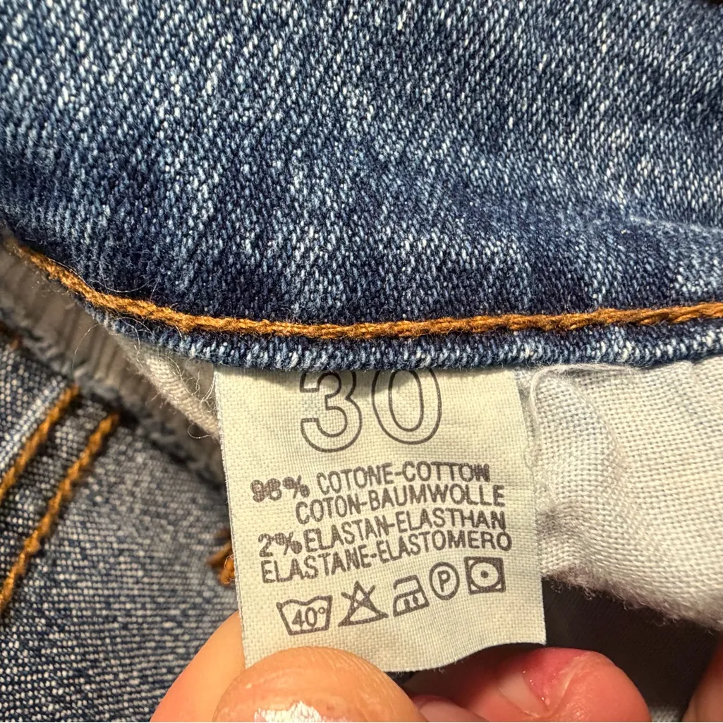 NWT Blue Light Italian Denim Jeans Size 30 Made in Italy Cuffed Hem Stretch - Image 3
