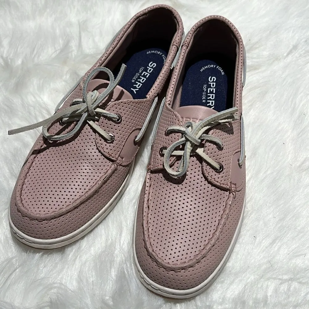 Sperry Top Sider Pink Perforated Leather Loafers Size 10    B86 - Image 2