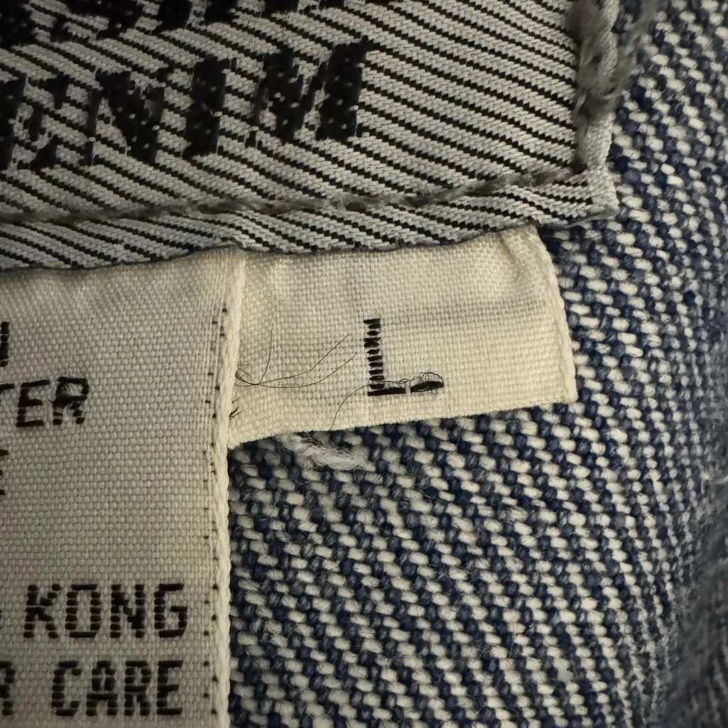 Vintage 80s Puff Shoulder Denim Jacket Boxy Fit Large Blue - Image 8