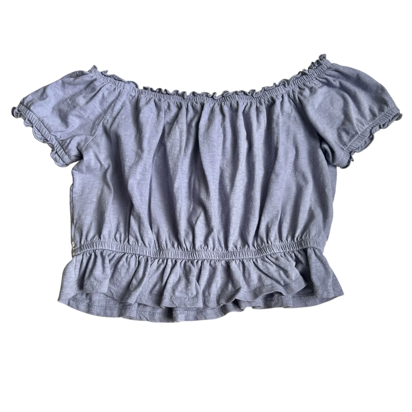 American Eagle Off Shoulder Floral Embroidered Ruffle Crop Top M - Image 5