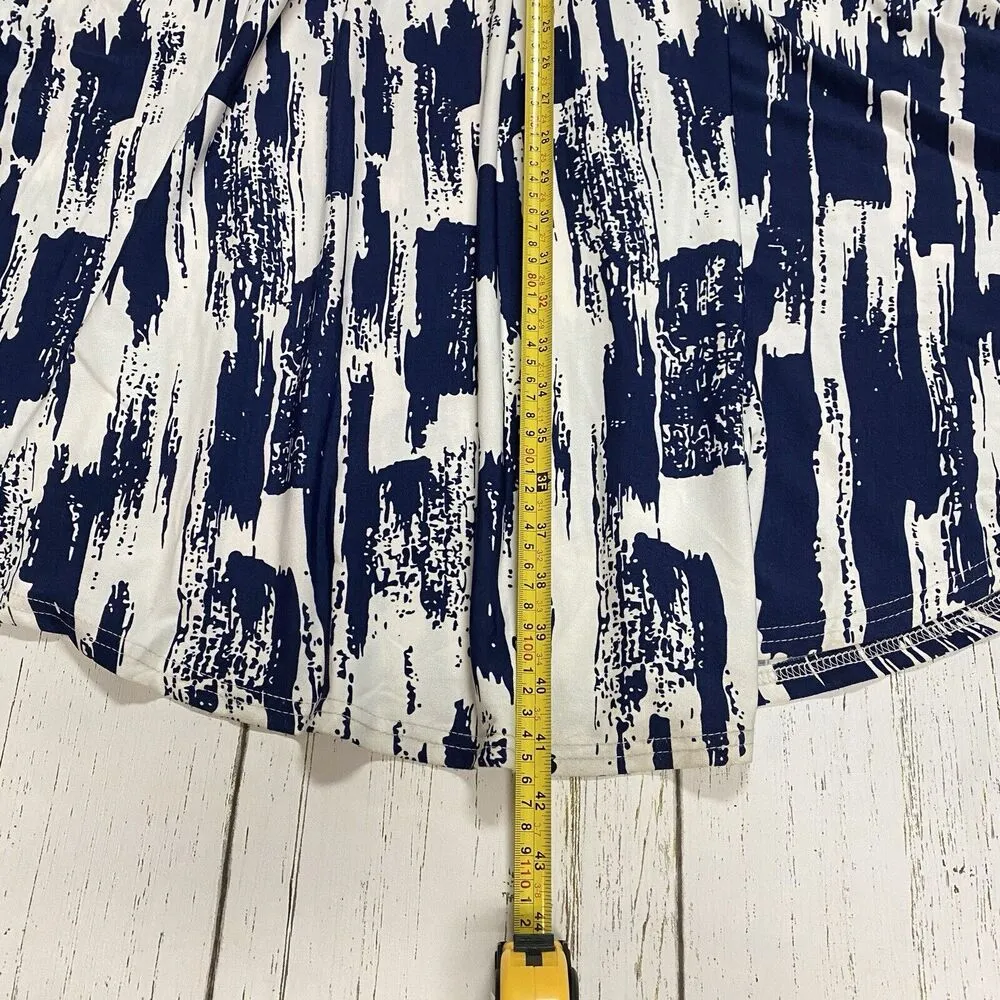 Selfie Couture Womens M Floor Length Maxi Peasant Skirt Blue White Slinky Flowy Size M - Image 10