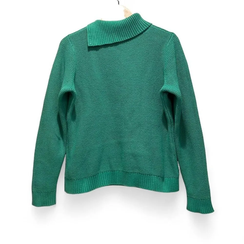 Liz Claiborne Green Cotton‎ Collared Sweater Sz Medium Preppy Business Casual - Image 2
