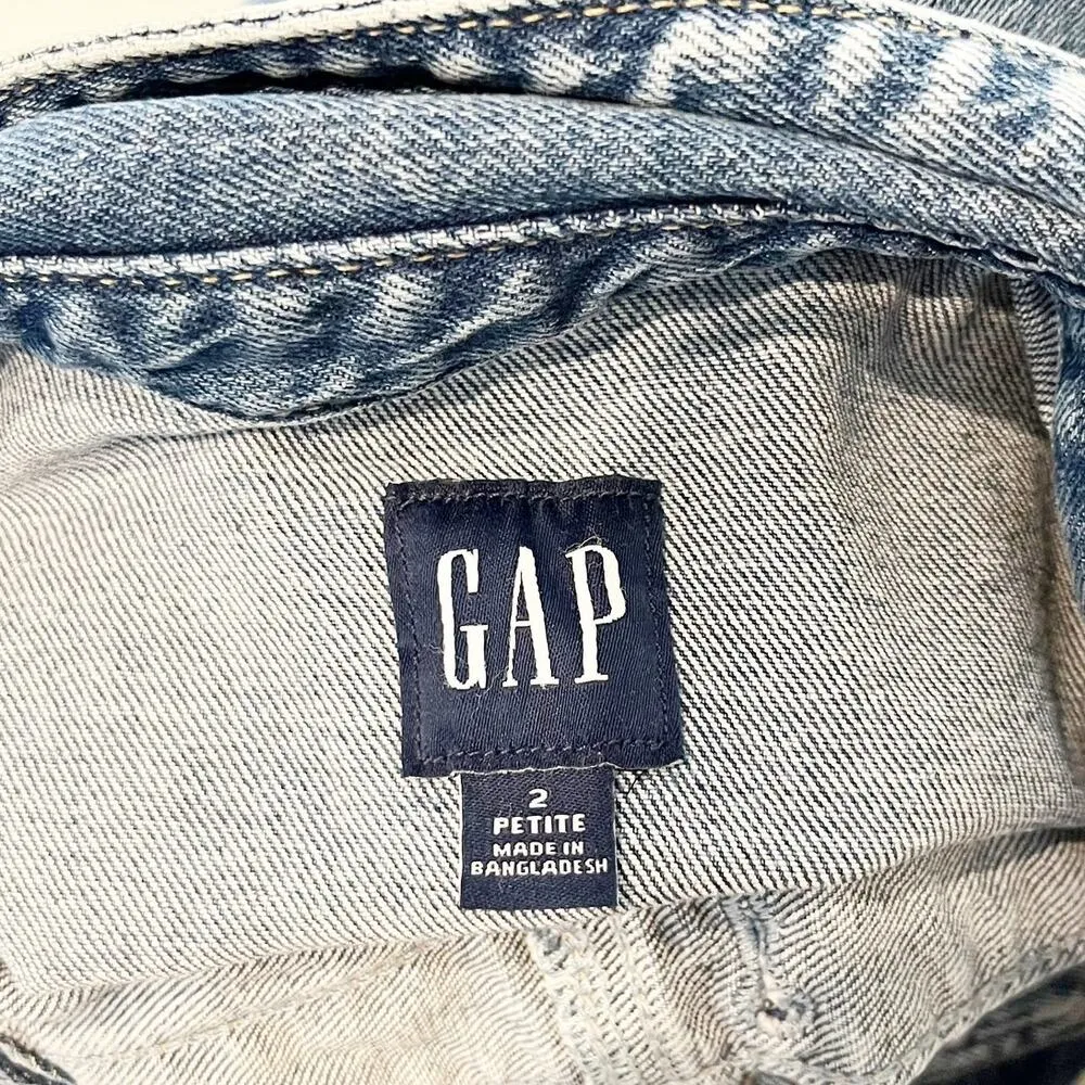 GAP Sleeveless Denim Button Up Midi Dress Jean Blue 2 Petite - Image 3