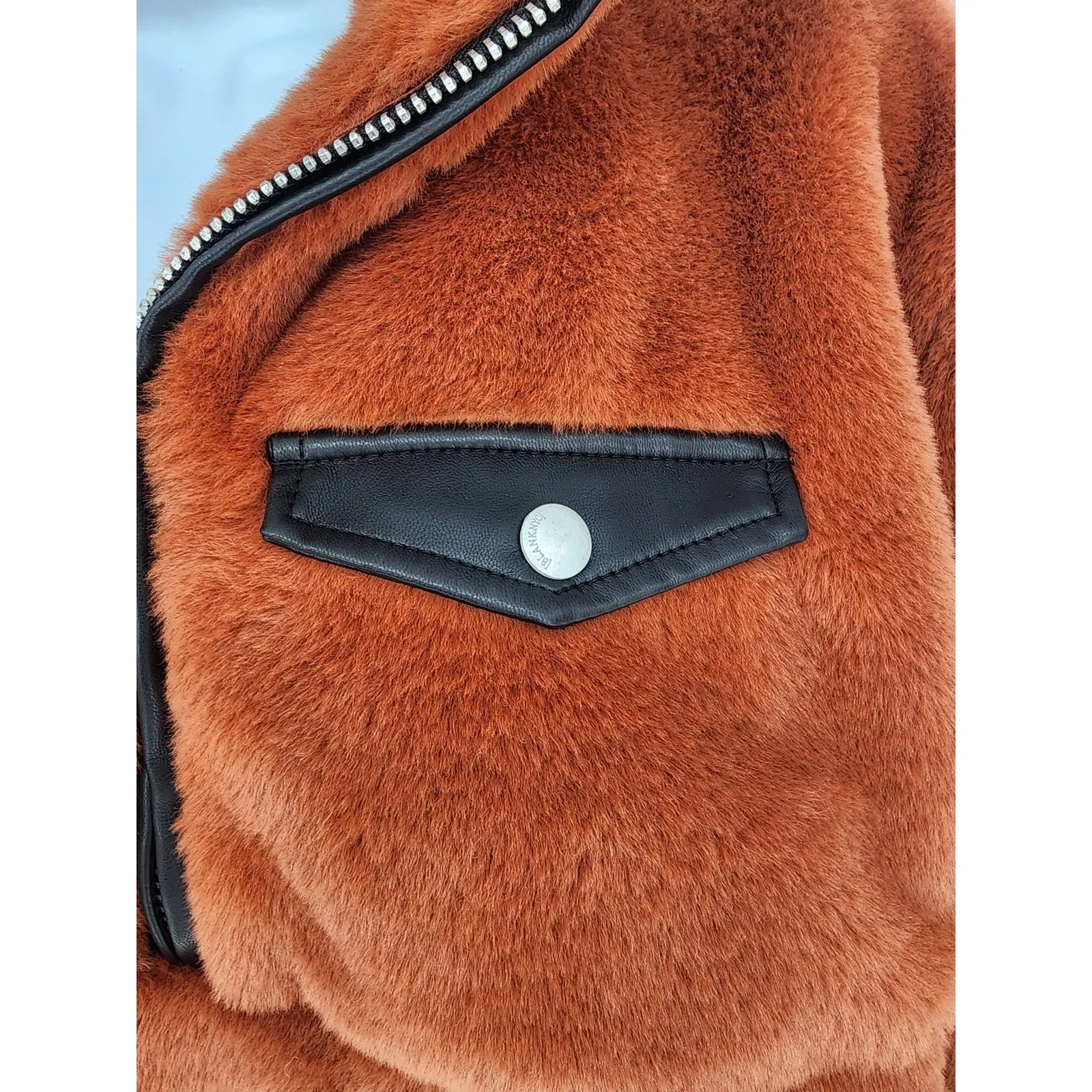 Blank NYC Burnt Orange Fuzzy Half-Zip Pullover Jacket Women’s XS - Image 5