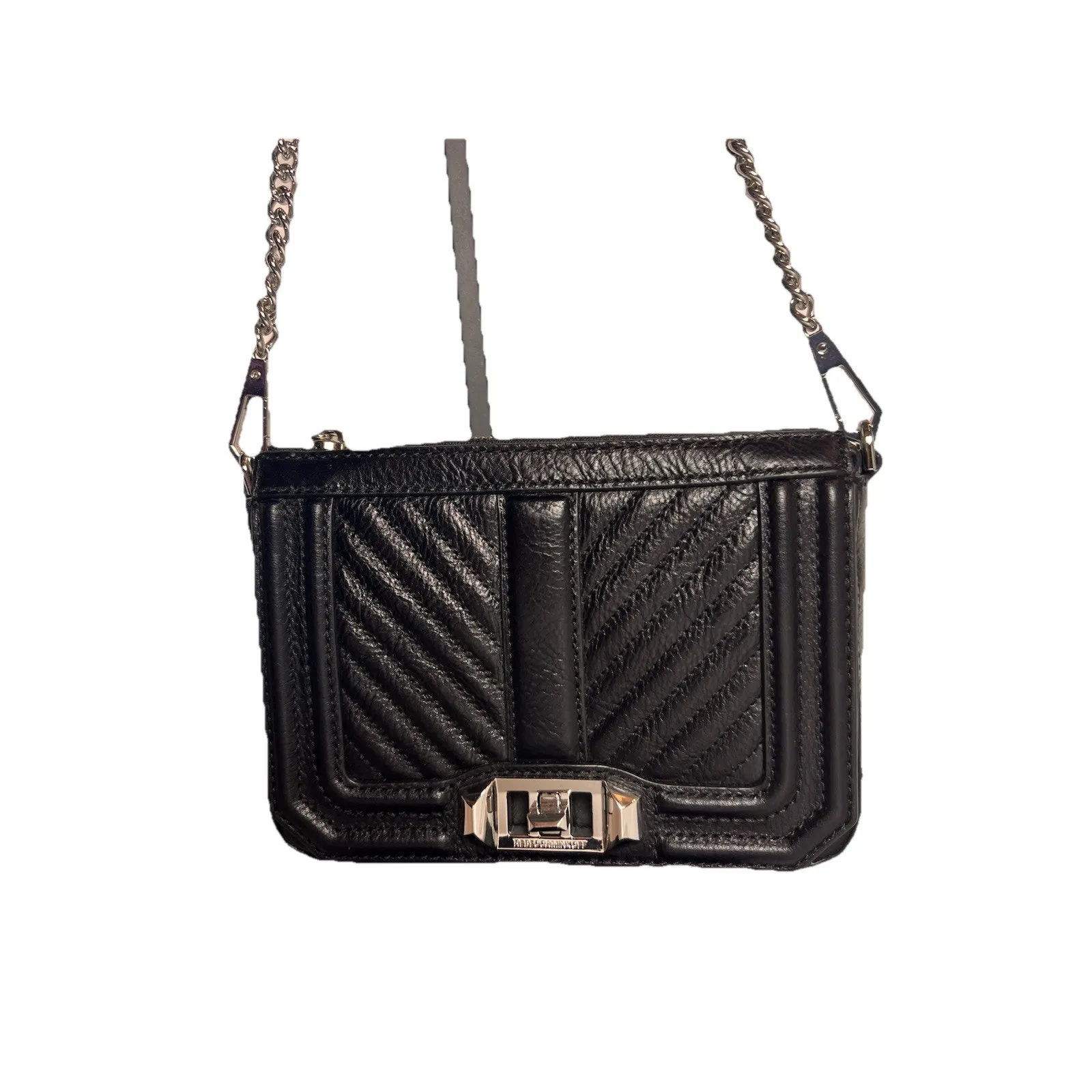 Rebecca Minkoff‎ Love Chevron Quilted Leather Top-Zip Crossbody Bag Black - Image 2