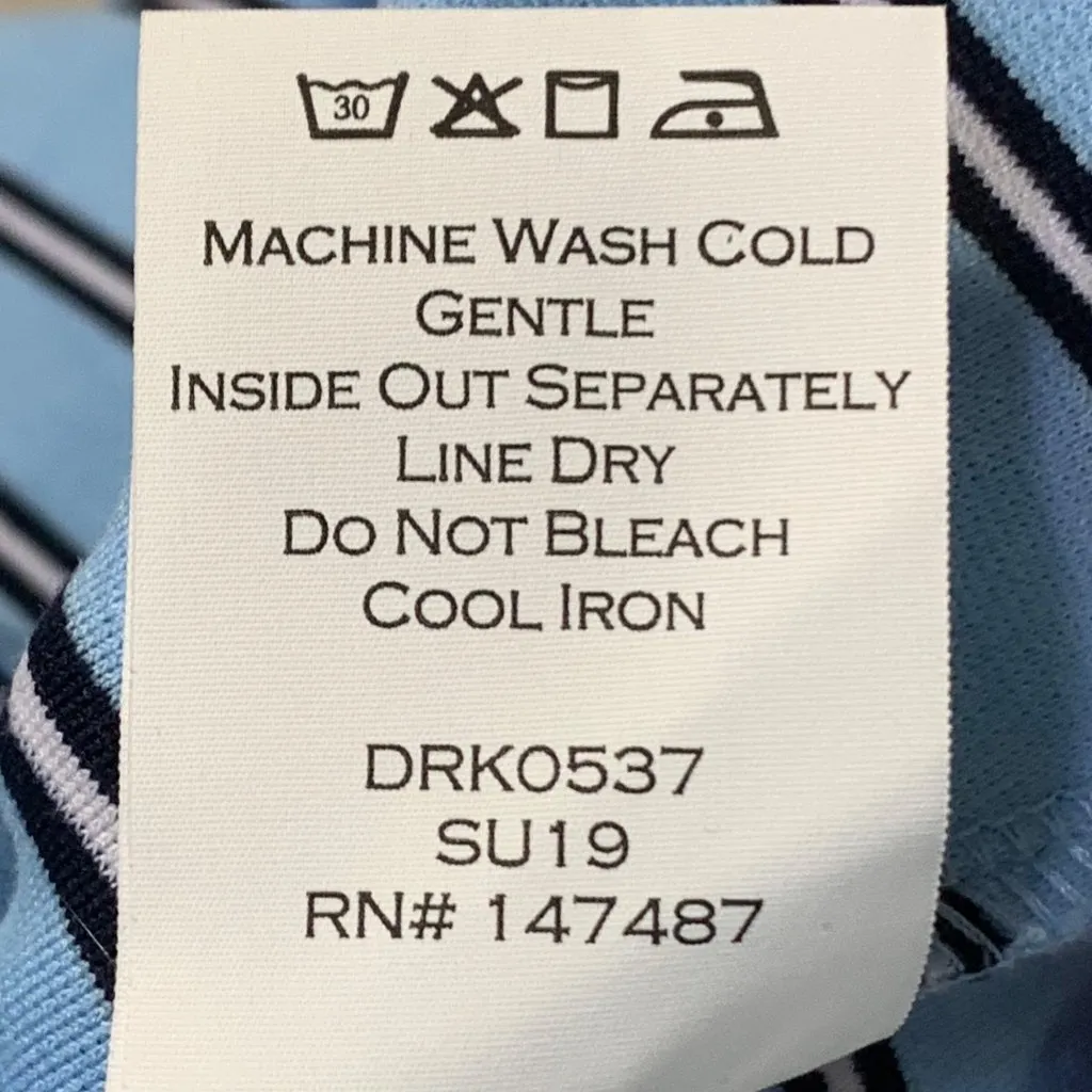 Draper James Ponte Striped A Line V-Neck Large Blue Black Short Sleeve Dress - Image 11