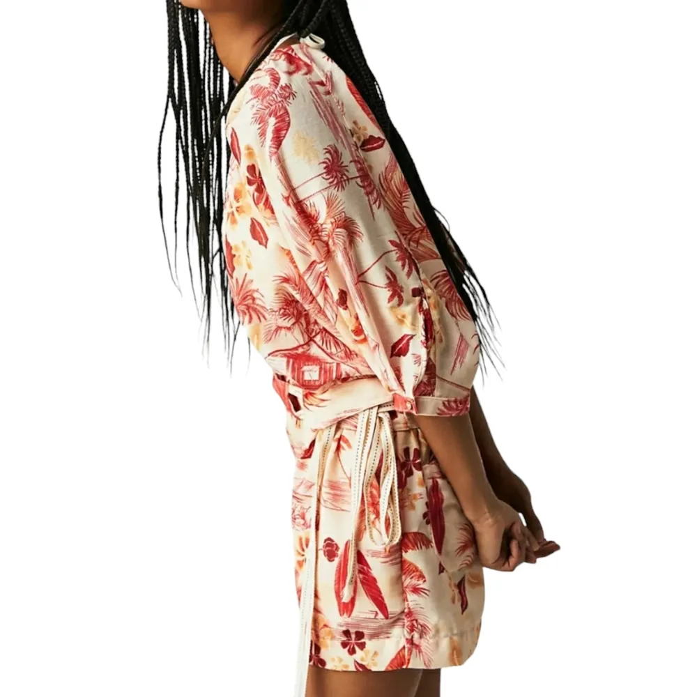NWT Agua Bendita Linnea Shaka Romper Floral Print Wrap V Neck Belted Waist Large - Image 4