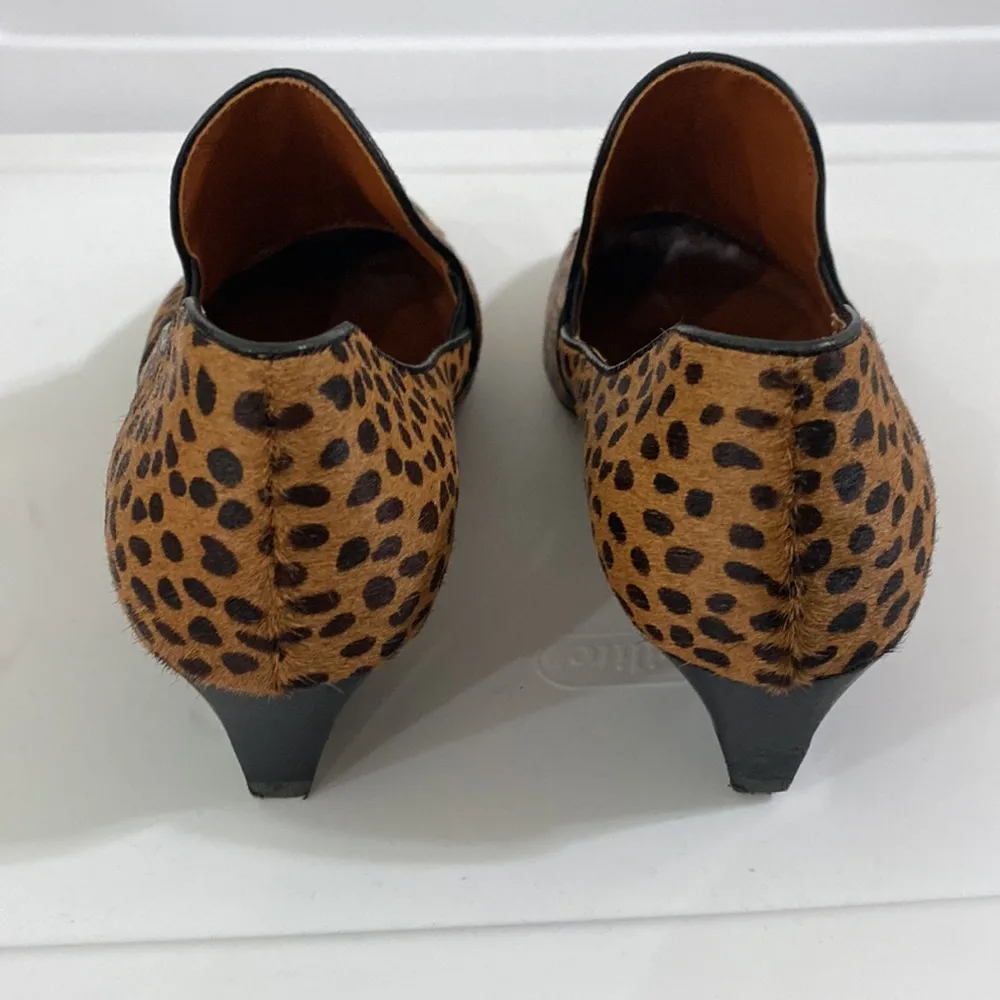 Rebecca Minkoff cheetah print calf hair smoking heeled loafers size 7 - Image 44