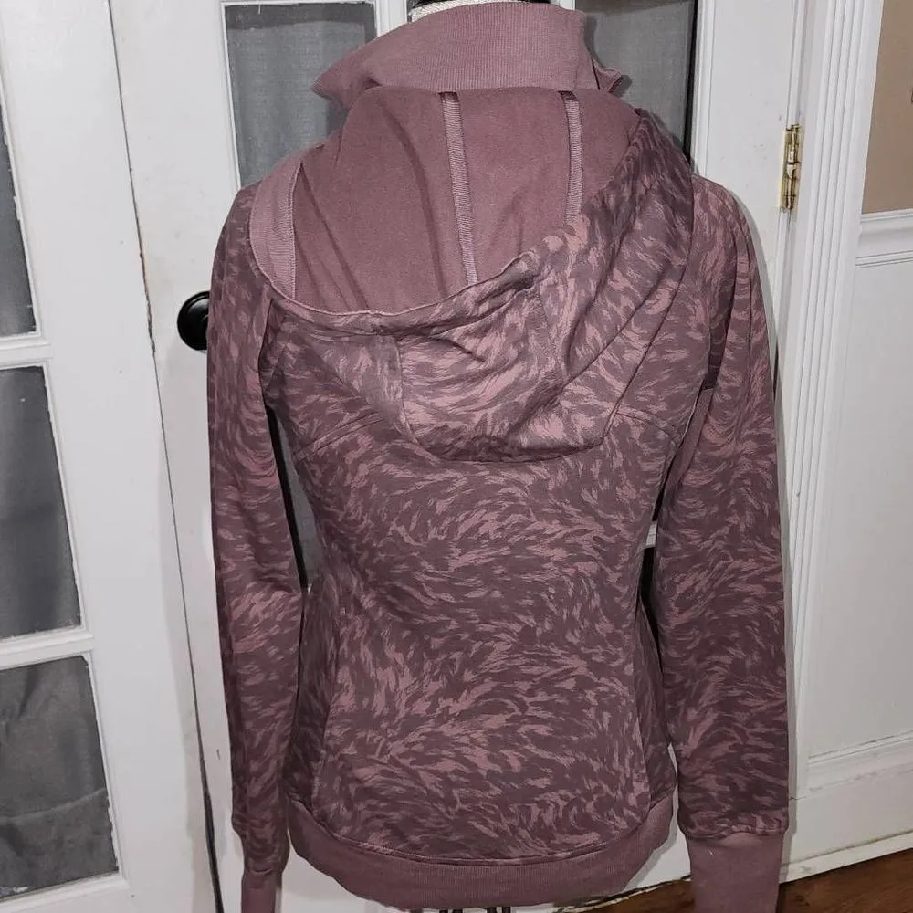 Athleta Womens‎ Triumph Smoked Brown Printed Full Zip Hoodie Jacket Small - Image 2