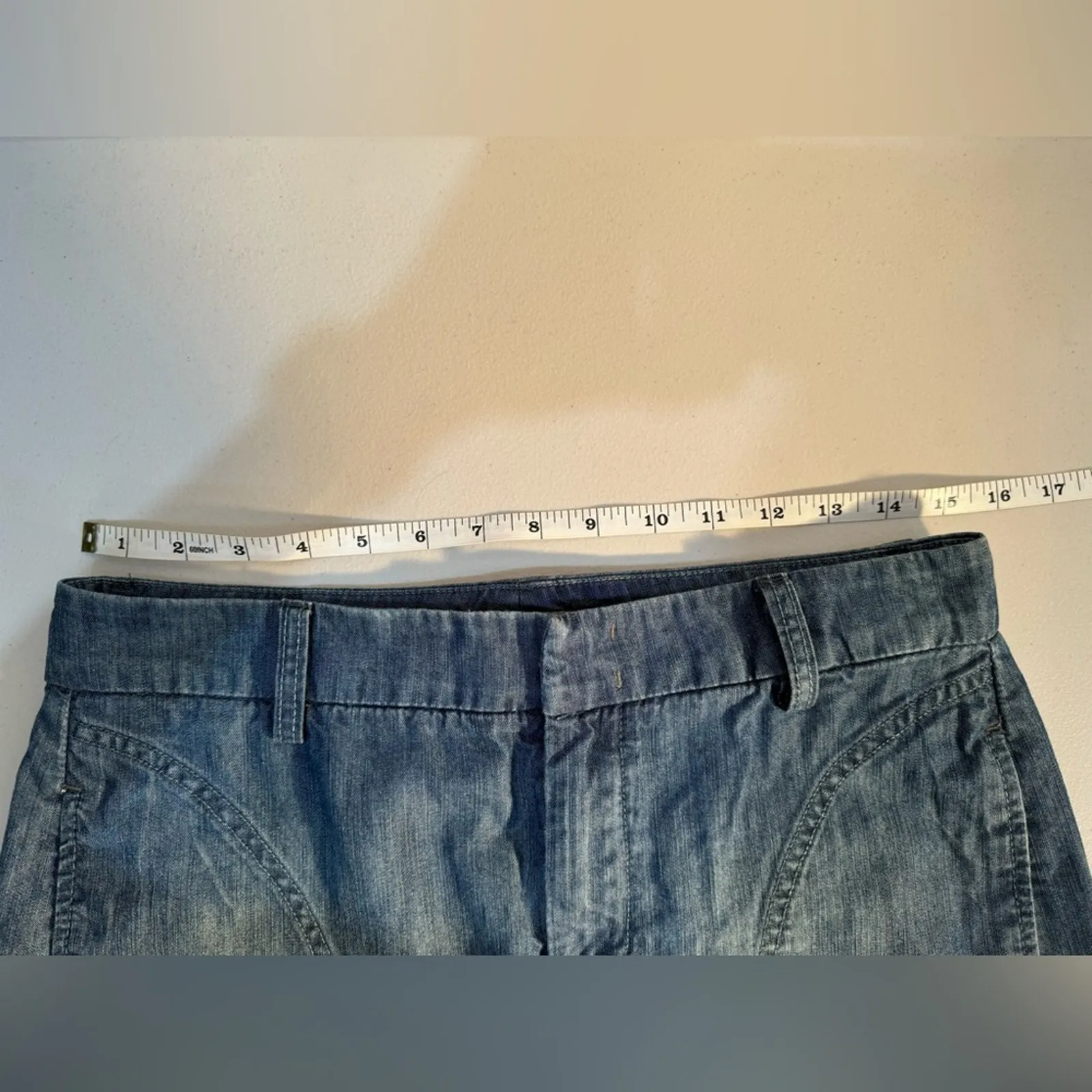 Level 99 Anthropologie Denim Mini Skirt Size 29 High - Image 6