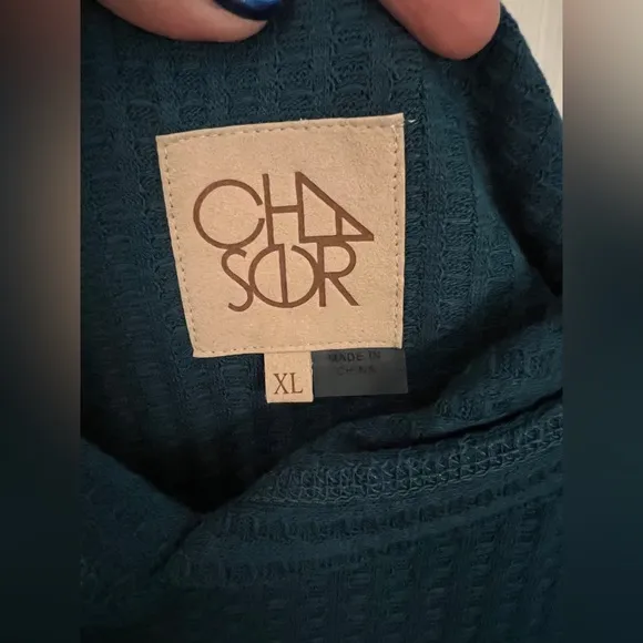 CHASER XL Teal Thermal Drop Shoulder Hoodie - Image 2