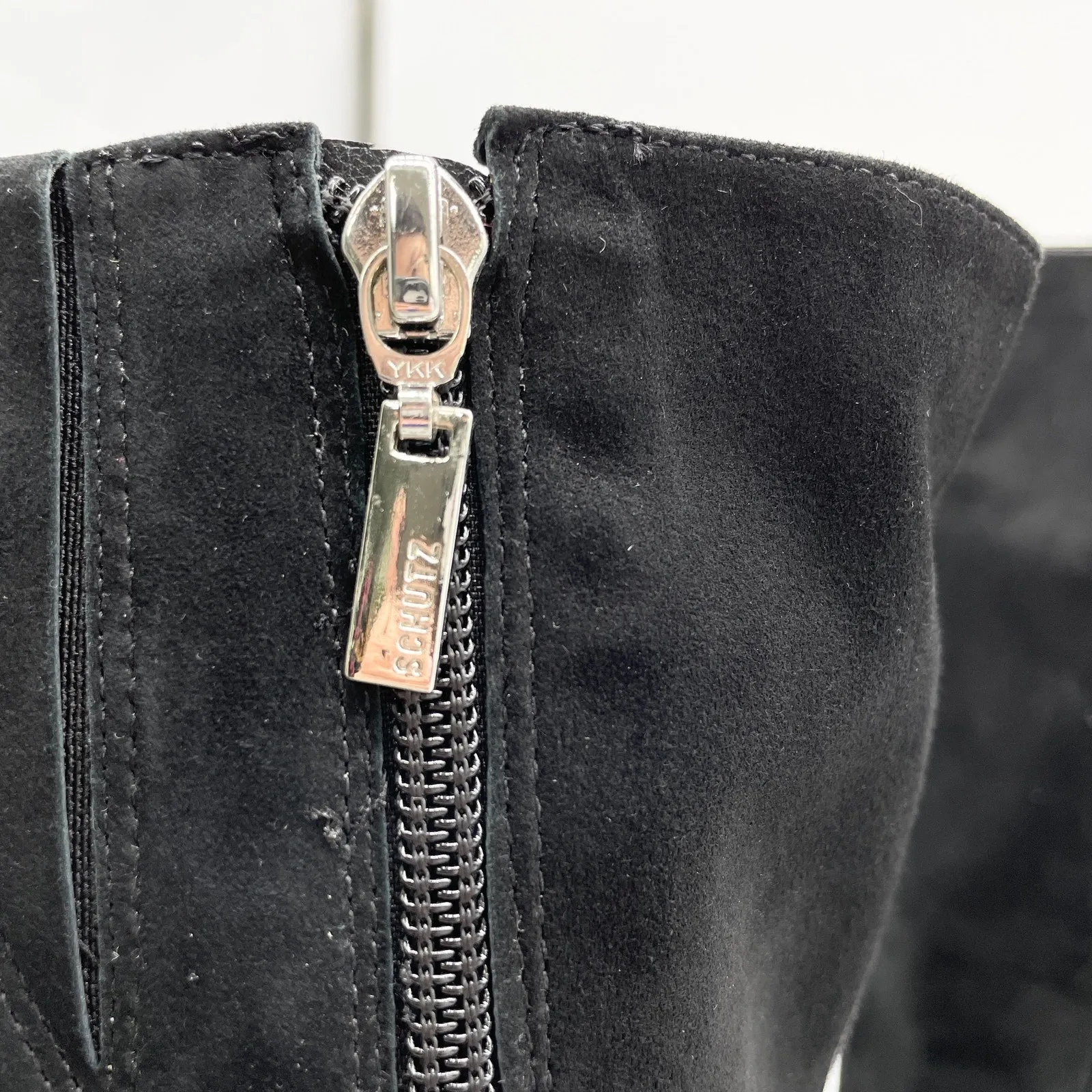 NEW Schutz Luidi Womens 7 Buckled Suede Leather‎ Knee Boot Black Side Zip - Image 7