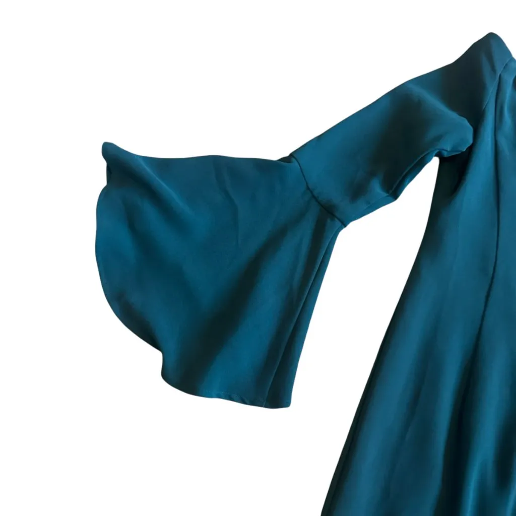 Bardot Solange Fitted Sheath Dress Off-Shoulder Bell Sleeves Teal Size 6 Women's - Image 11