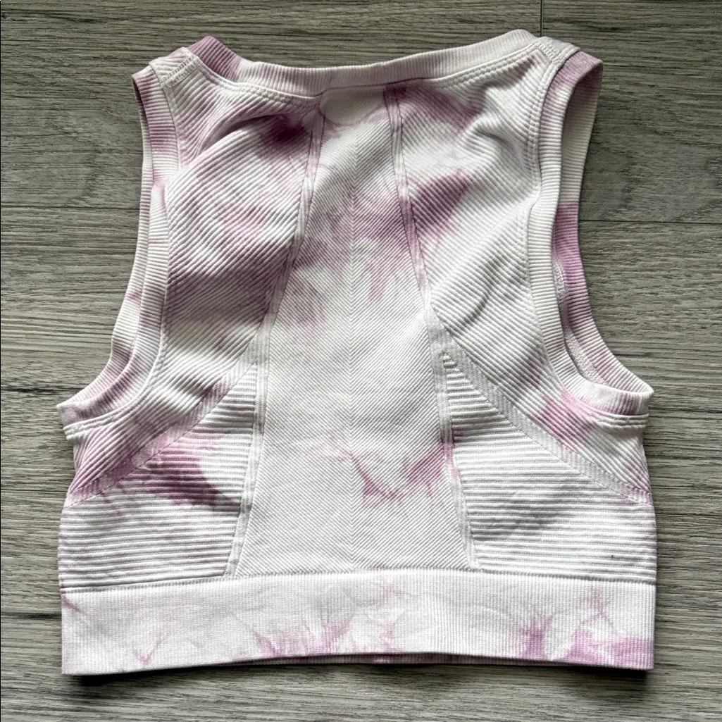 Aerie Offline Seamless Soft Pink and White Tie Dye Tank/Bra Top - Image 5