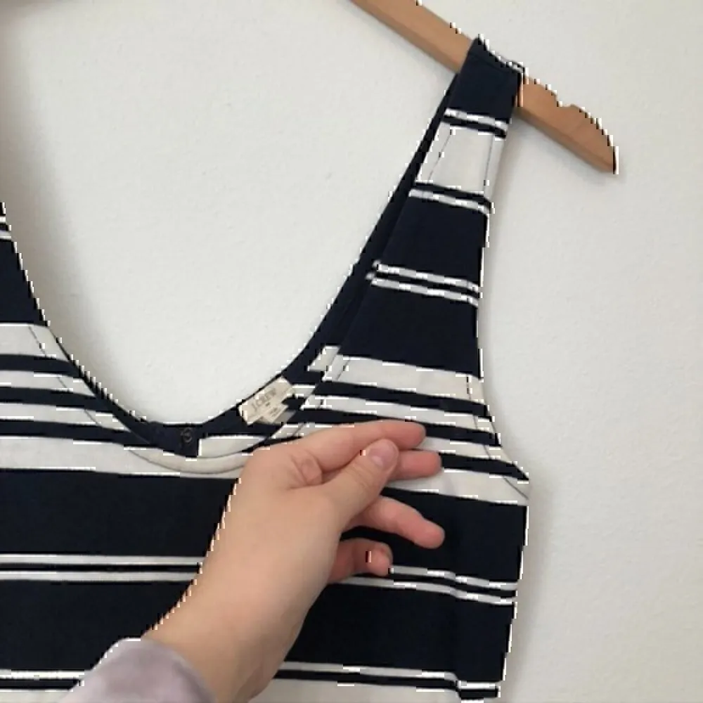 J. CREW Villa Dress Navy Blue Cream Ivory Striped Sleeveless Fit Flare Cotton XS - Image 9