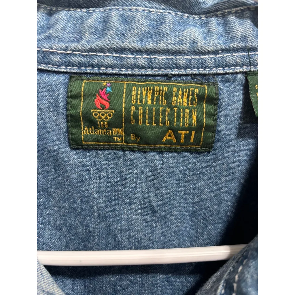 Vintage ATL Blue Denim 1996 Atlanta Summer Olympics Casual Button Down Shirt XL - Image 3
