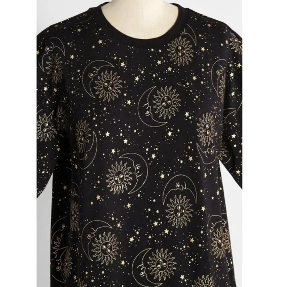 Modcloth Dangerfield A Metallic Mystic Message T-Shirt Dress in Black - Image 3