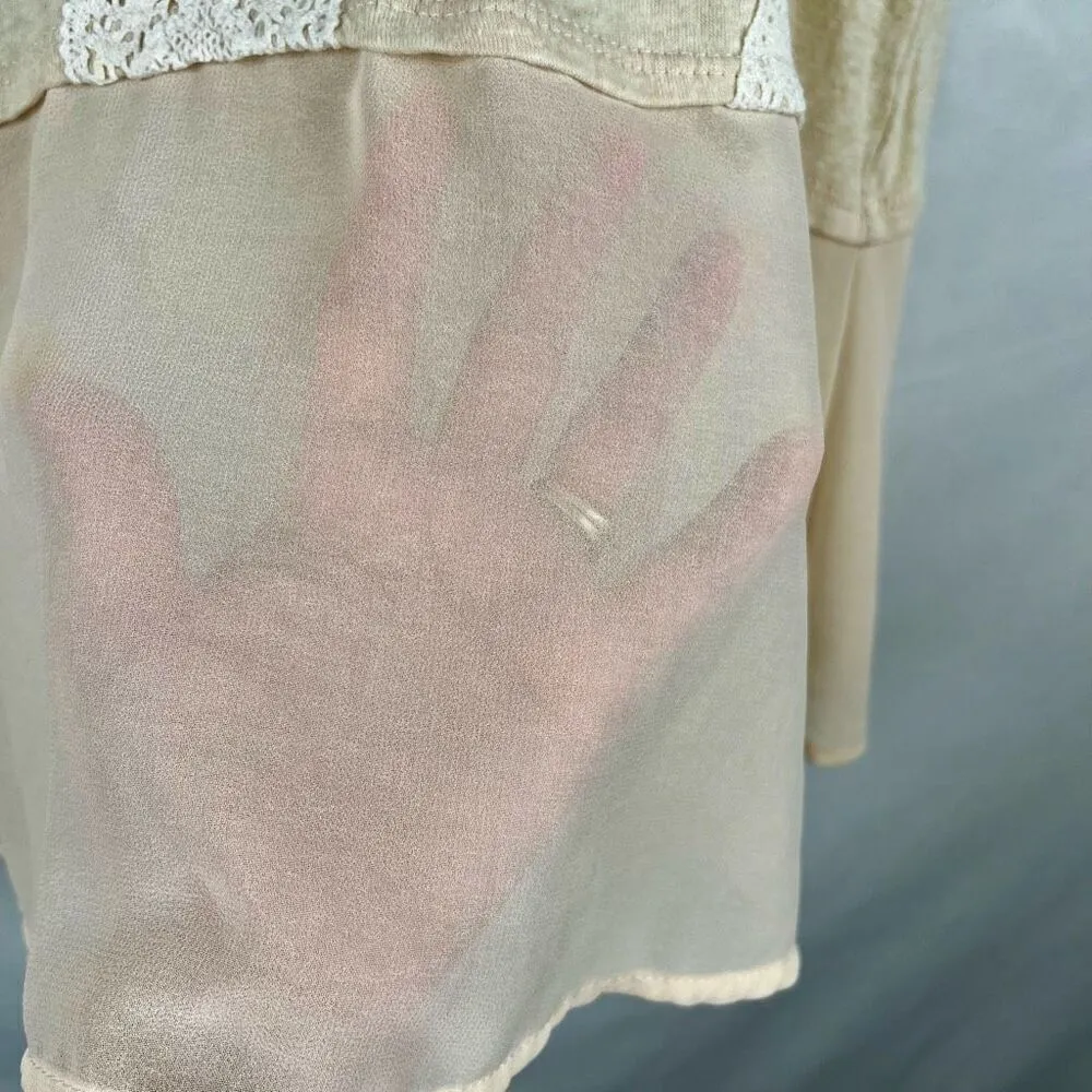 Entro Sleeveless Lace Semi-Sheer Tank Top Large - Image 2