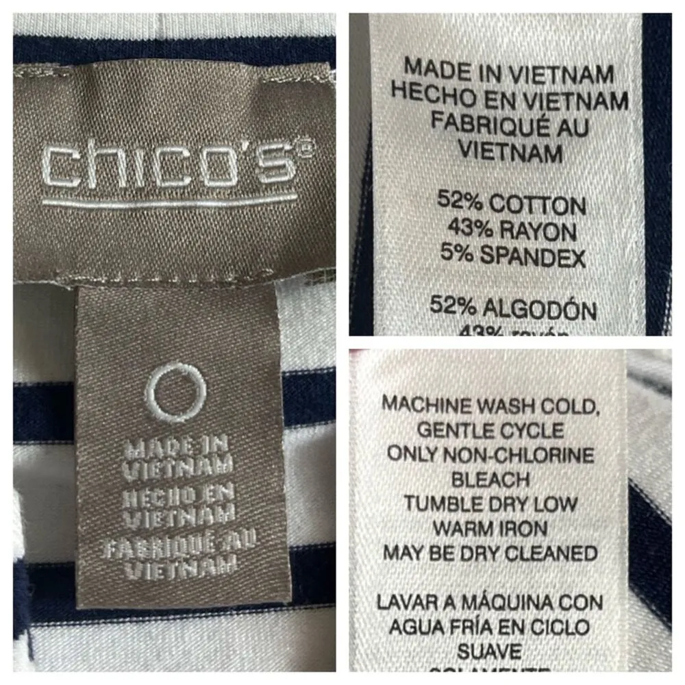 Chico’s Dress Shift Tee Shirt Sleeveless V-neck Stripe Chico’s 0 - Women’s XS - Image 10