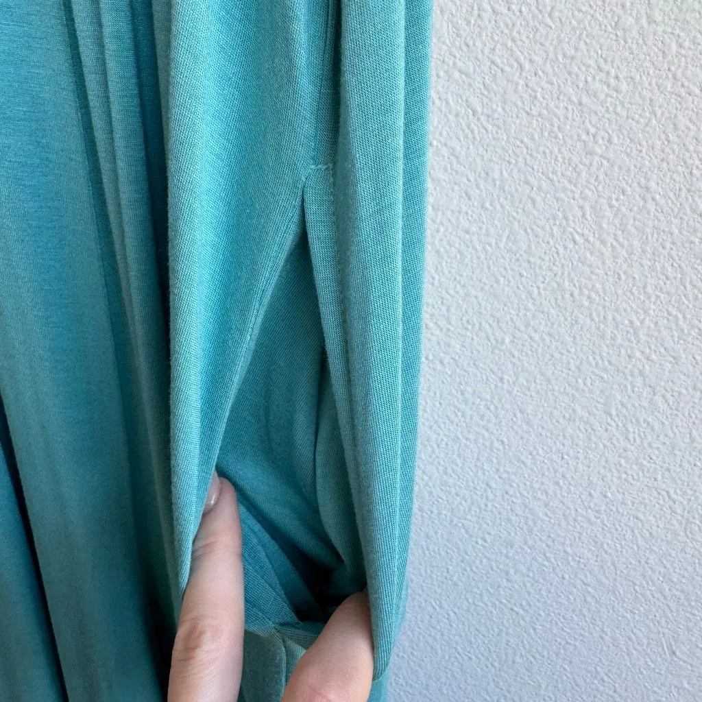 Z Supply Teal Blue Comfy Flared Spaghetti Strap Jumpsuit Size Small Lounge - Image 7