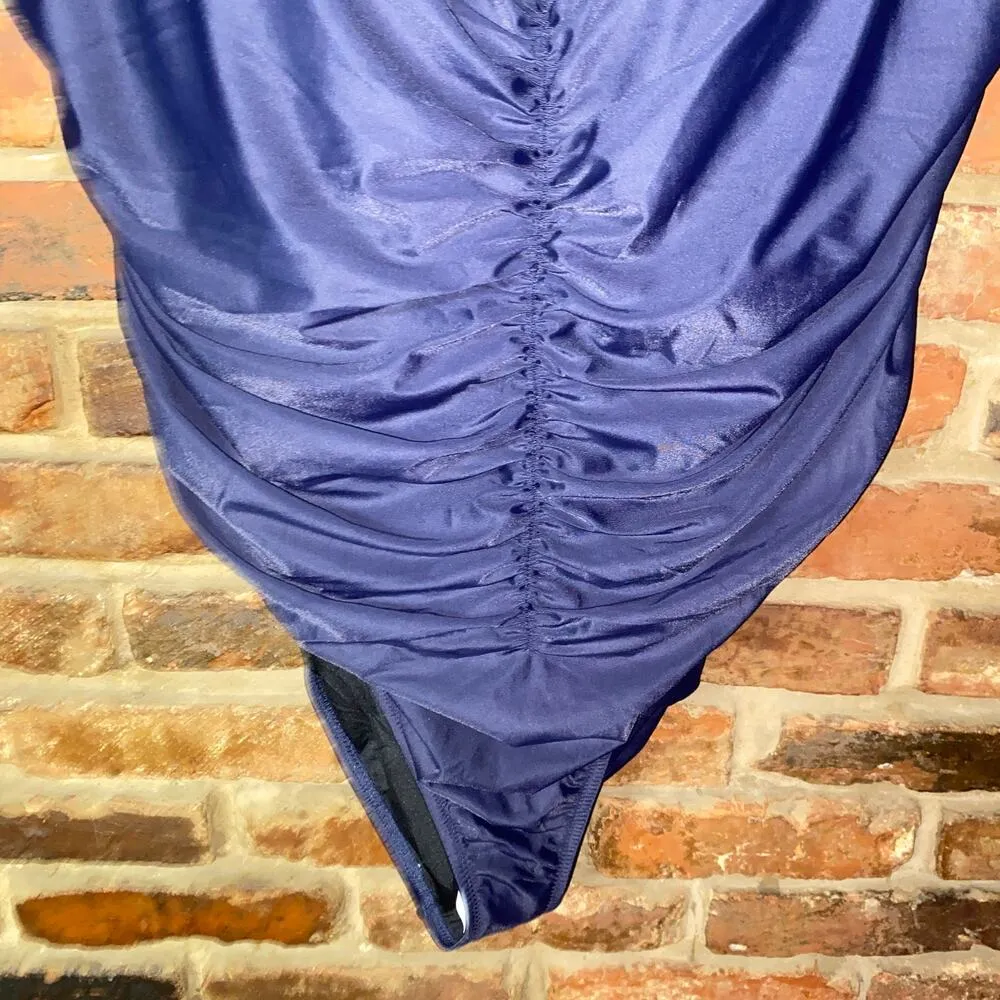 New J. Crew Navy Blue Ruched Sweetheart One-Piece Swim Bathing Suit Women's 24 - Image 4