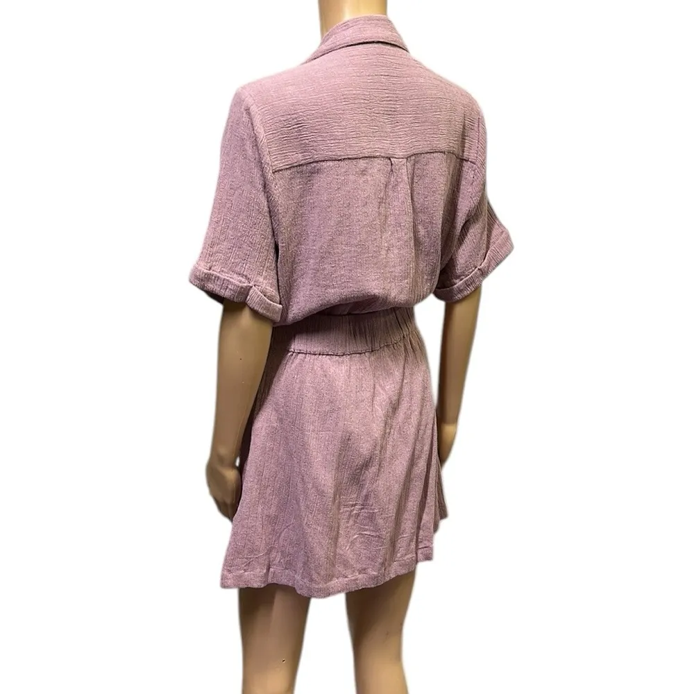 Free People Clementine Textured Wrap Tie Waist Double Pocket Mini Dress Small - Image 9