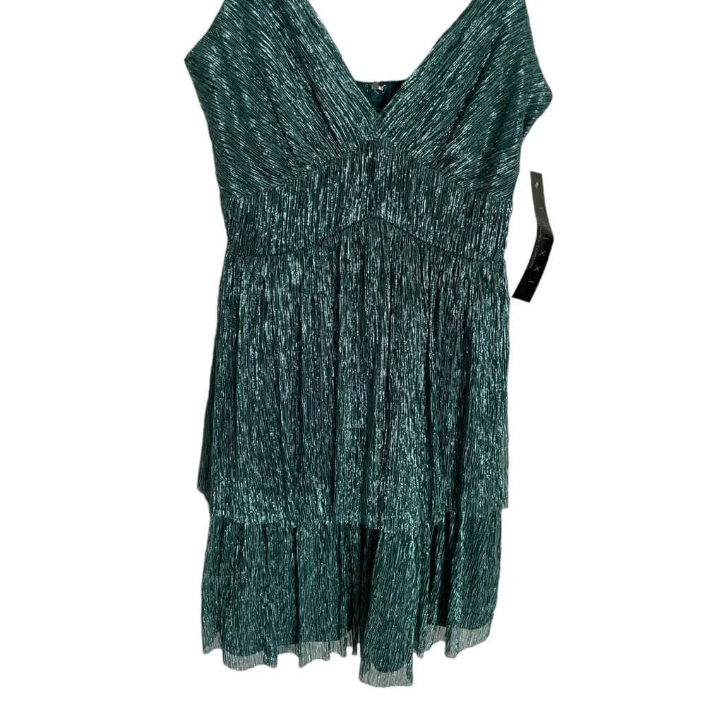 Trixxi NWT Green Metallic Hunter Strappy Mini Dress Prom Homecoming XS - Image 5