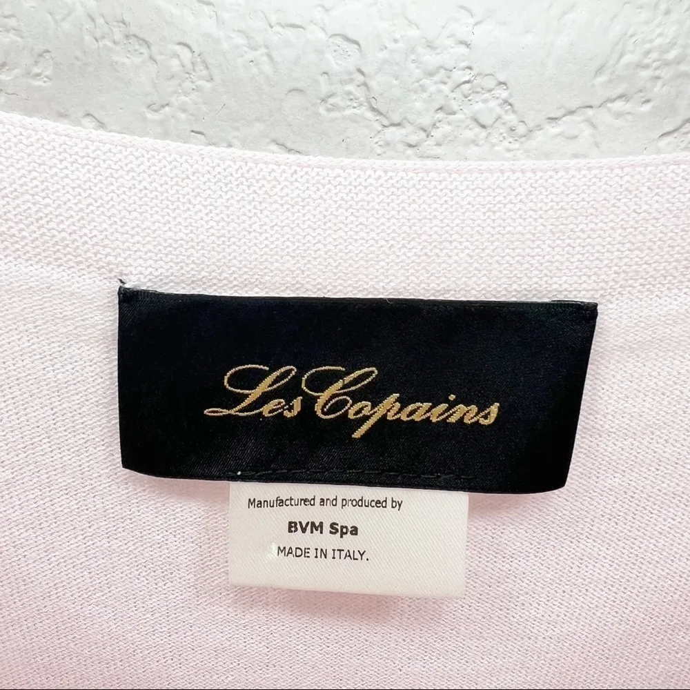 Les Copains Pink Short Sleeve Sweater Roll Sleeves Size Italy 46 US 12 - Image 3