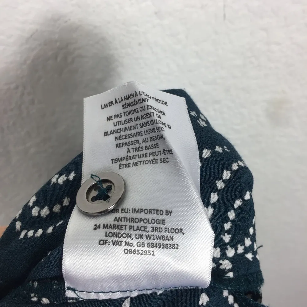 Anthropologie Maeve Tidal Pools Blue Print Cropped Boho Jumpsuit Small - Image 6