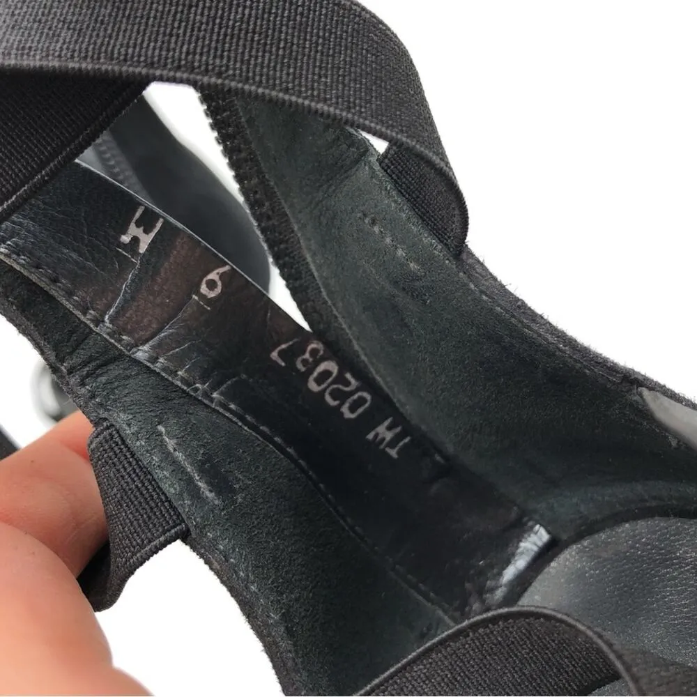 STUART WEITZMAN The Mummy Gladiator Sandal Heel Black Suede 9 - Image 7