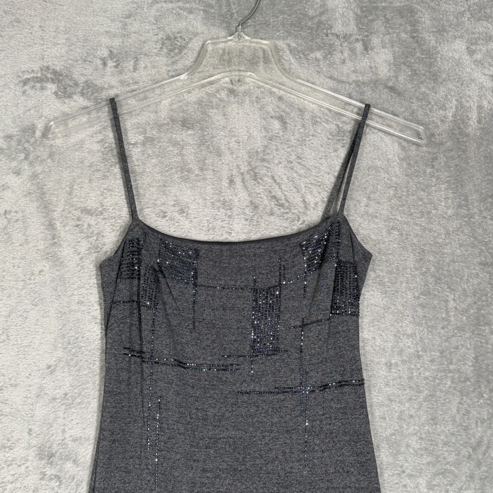 David Meister Maxi Dress Womens 6 Gray Beaded Casual Cocktail‎ Evening Party - Image 4