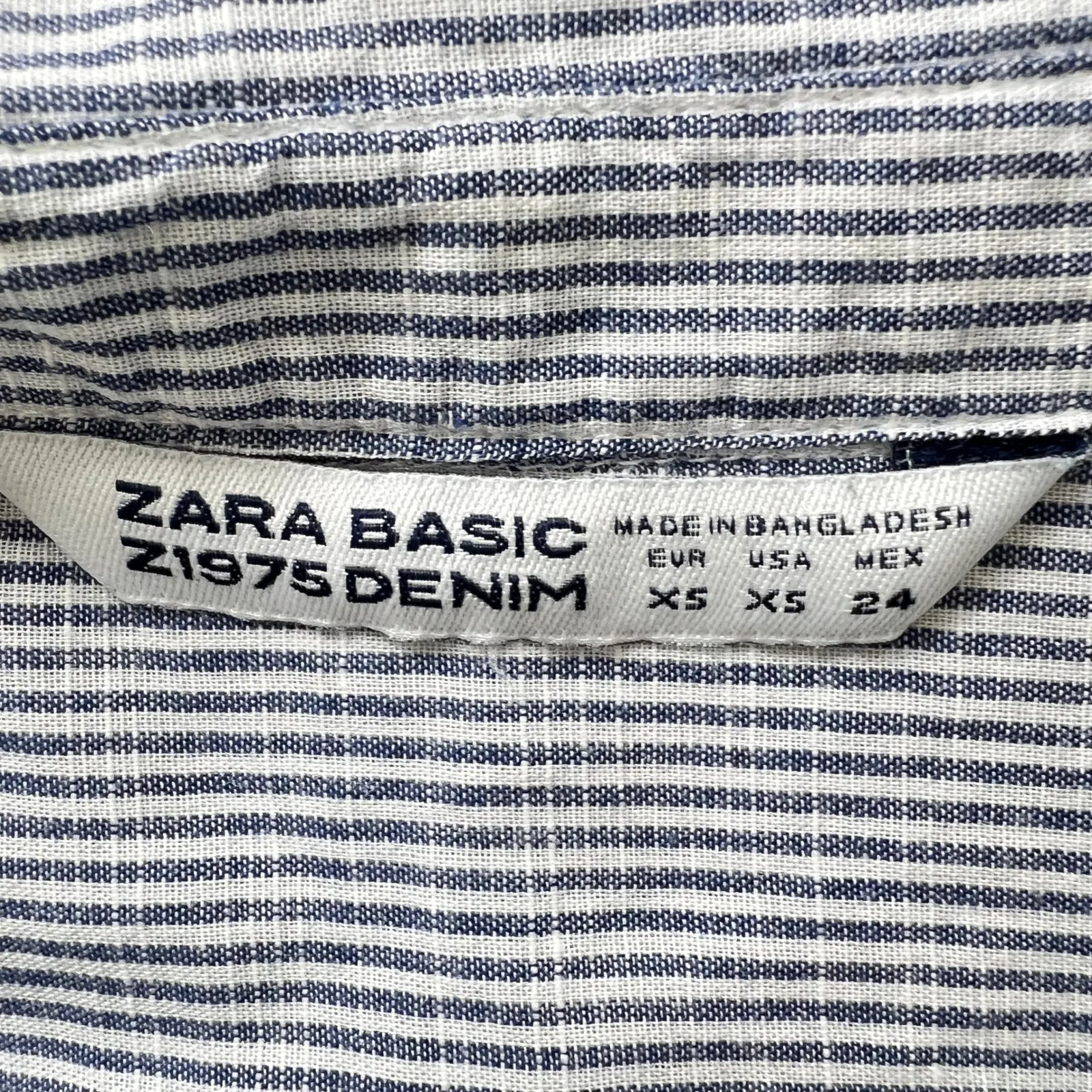 Zara Basic Striped Button Down‎ Tunic Dress XS Blue White Cotton Sleeveless Boho - Image 4