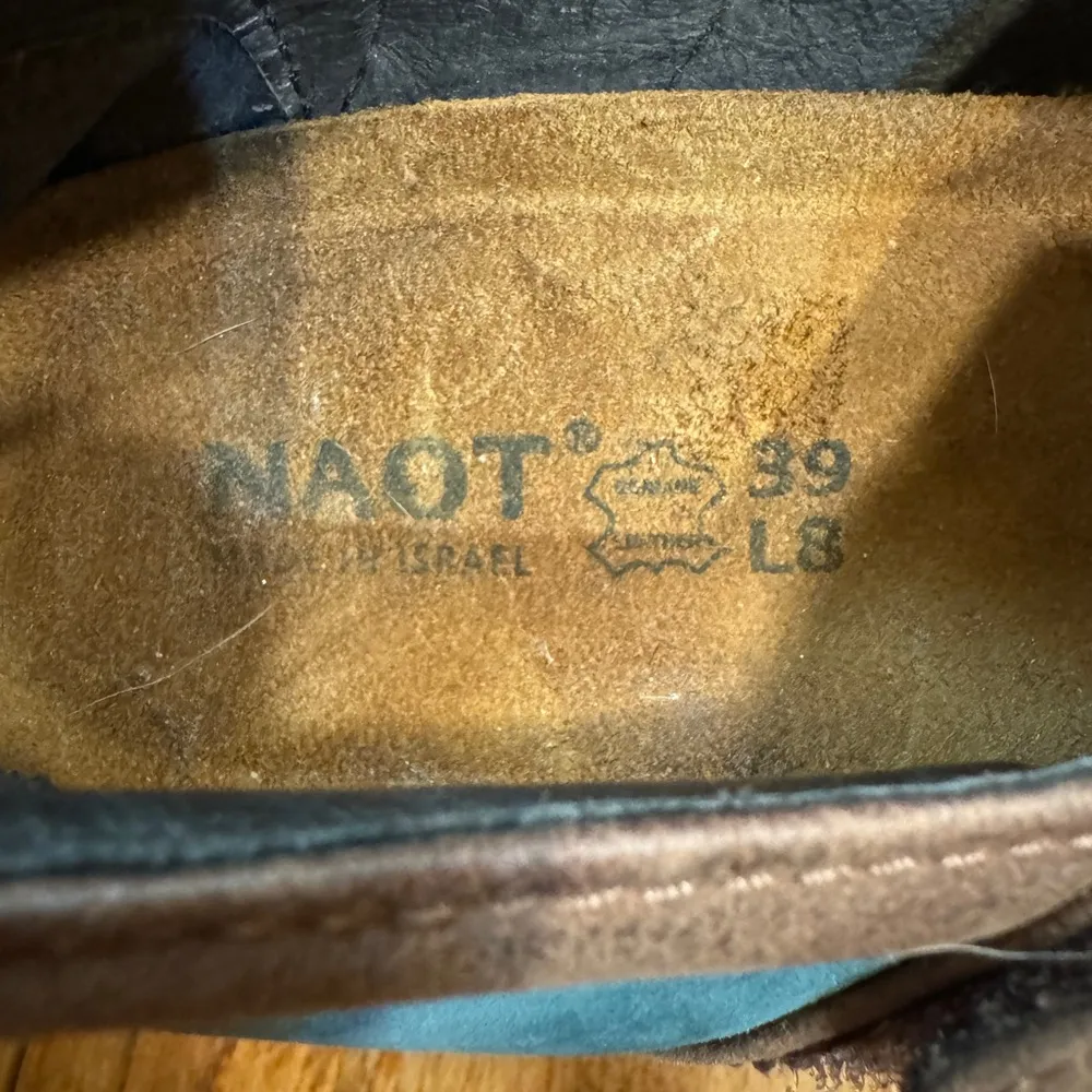 NAOT Dashing Pump Leather Mary Jane Heels Shoes Teal Brown 39 Hook & Loop size 8 - Image 4