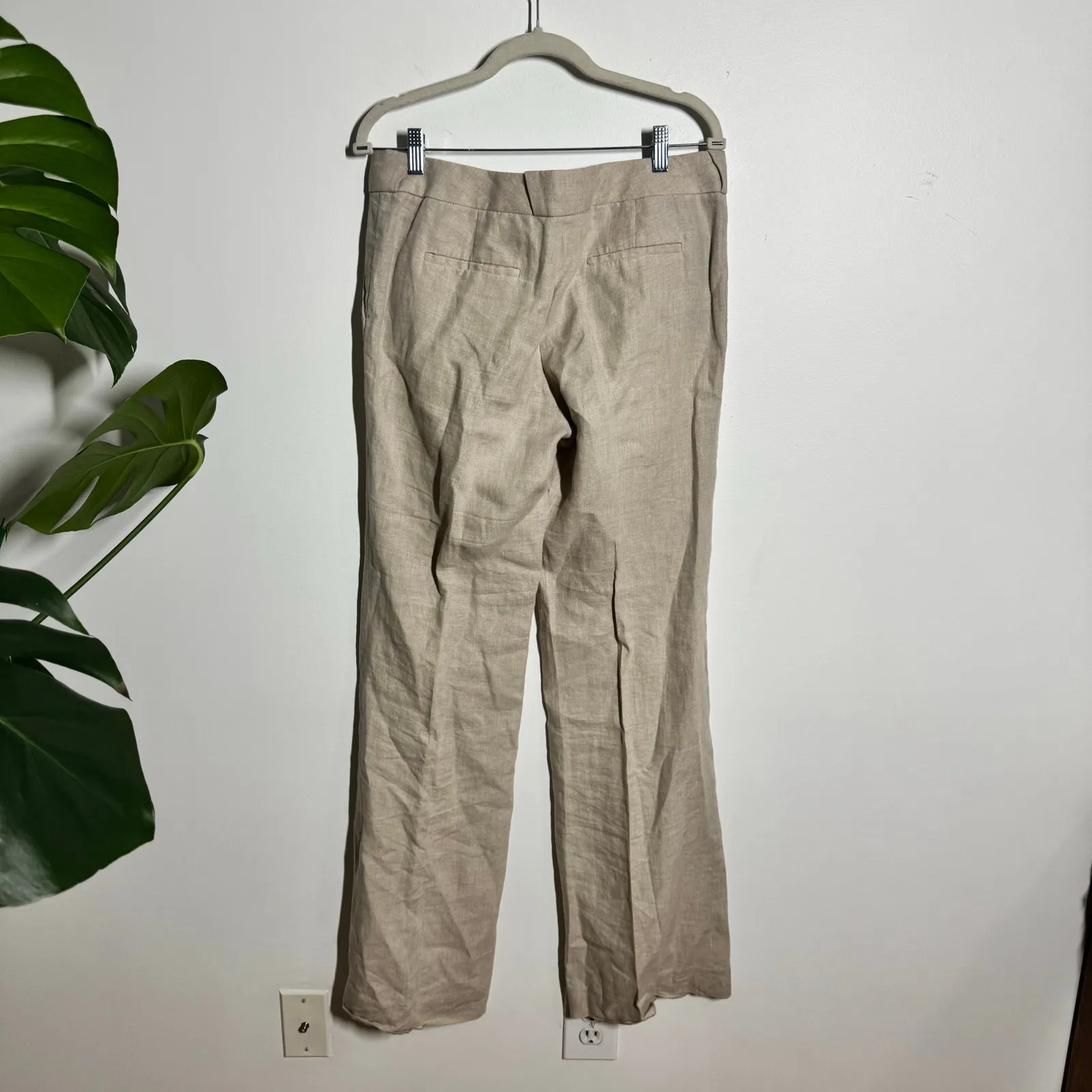 J.Crew City Fit Linen Wide Leg Pant Women 8T Tan Coastal Beach Capsule Career Size 8 - Image 2