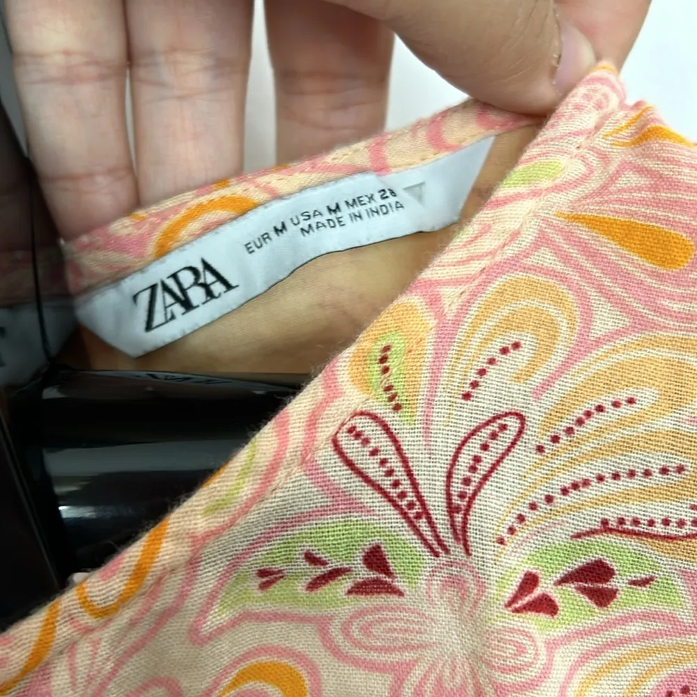 Zara Paisley Printed Open Back Bell Sleeve Crop Top 7521 - Image 11