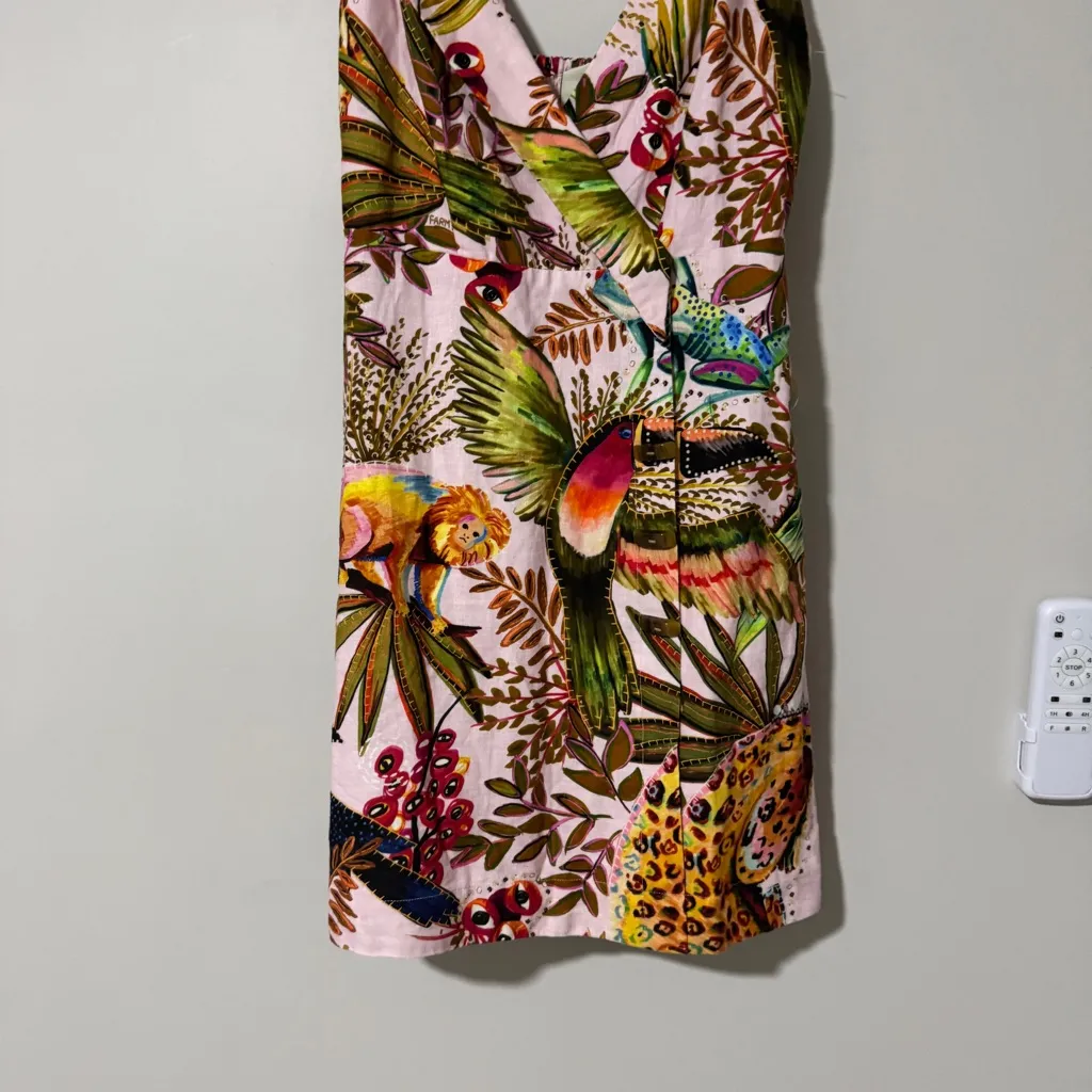 Farm Rio Pink Into The Jungle Mini Dress Size XS - Image 3