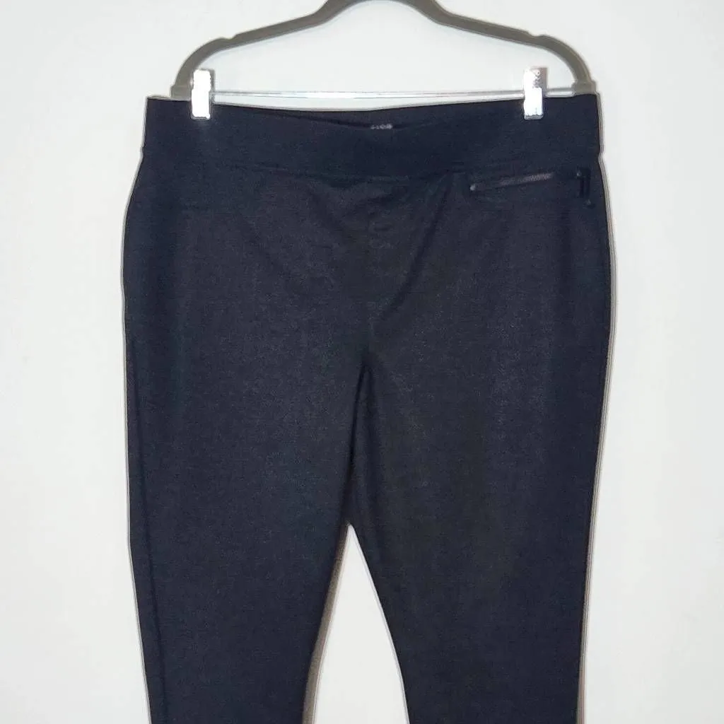 DKNY Black Pull-on Stretch Pants Size XL Gray and Black Diamond Ankle Pants - Image 3