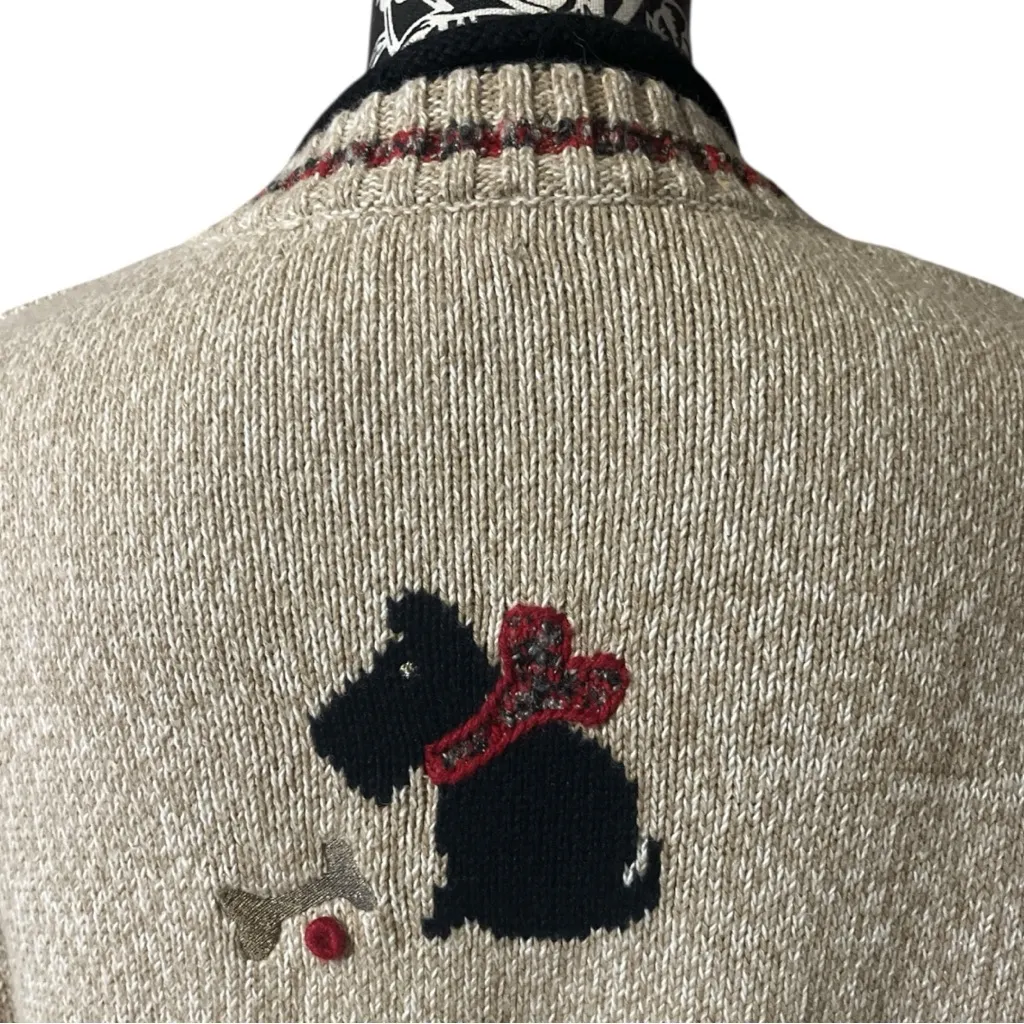 Vintage CJ Banks Scottie Dog Hand Embroidered Sweater Tan Size 1X - Image 6