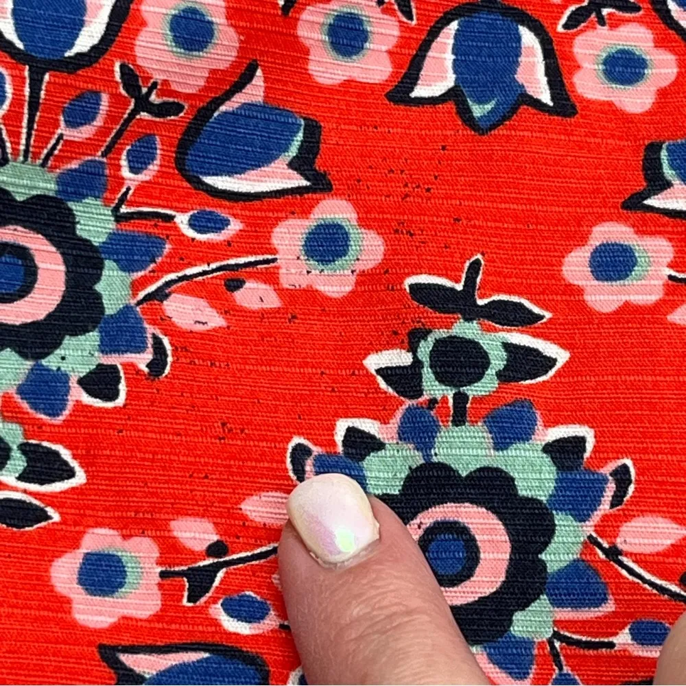 Boden Red Pop Floral Bouquet Modern Pencil Skirt Womens Size 16L 16 Long *FLAWED - Image 9