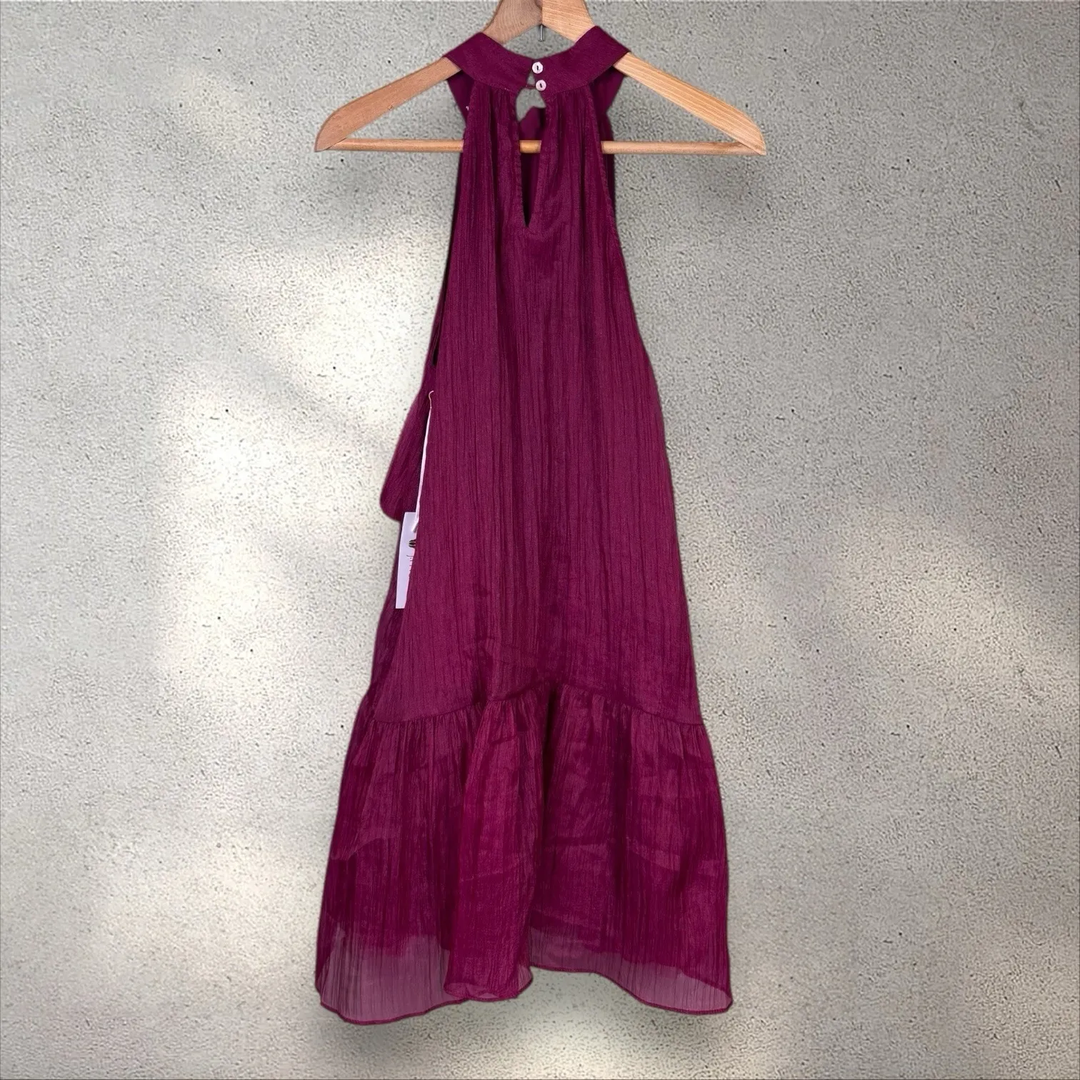 NWT J.Marie Cole Bow Tie Halter Neck Sleeveless Mini Dress‎ Tiered Organza Sz M Red Size M - Image 5