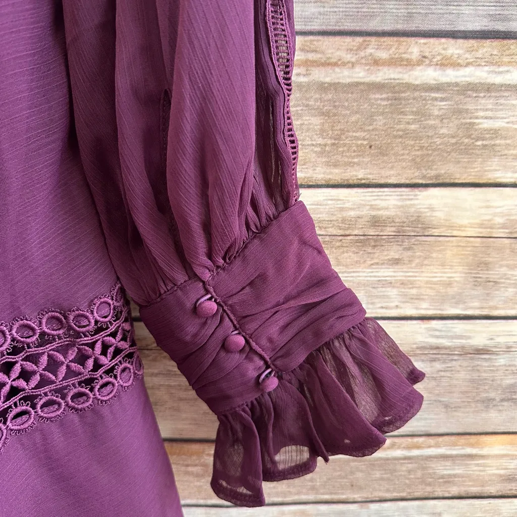 Anthropologie Not So Serious Dress Women’s Size 8 Plum Purple Mini Ruffle NWT - Image 4