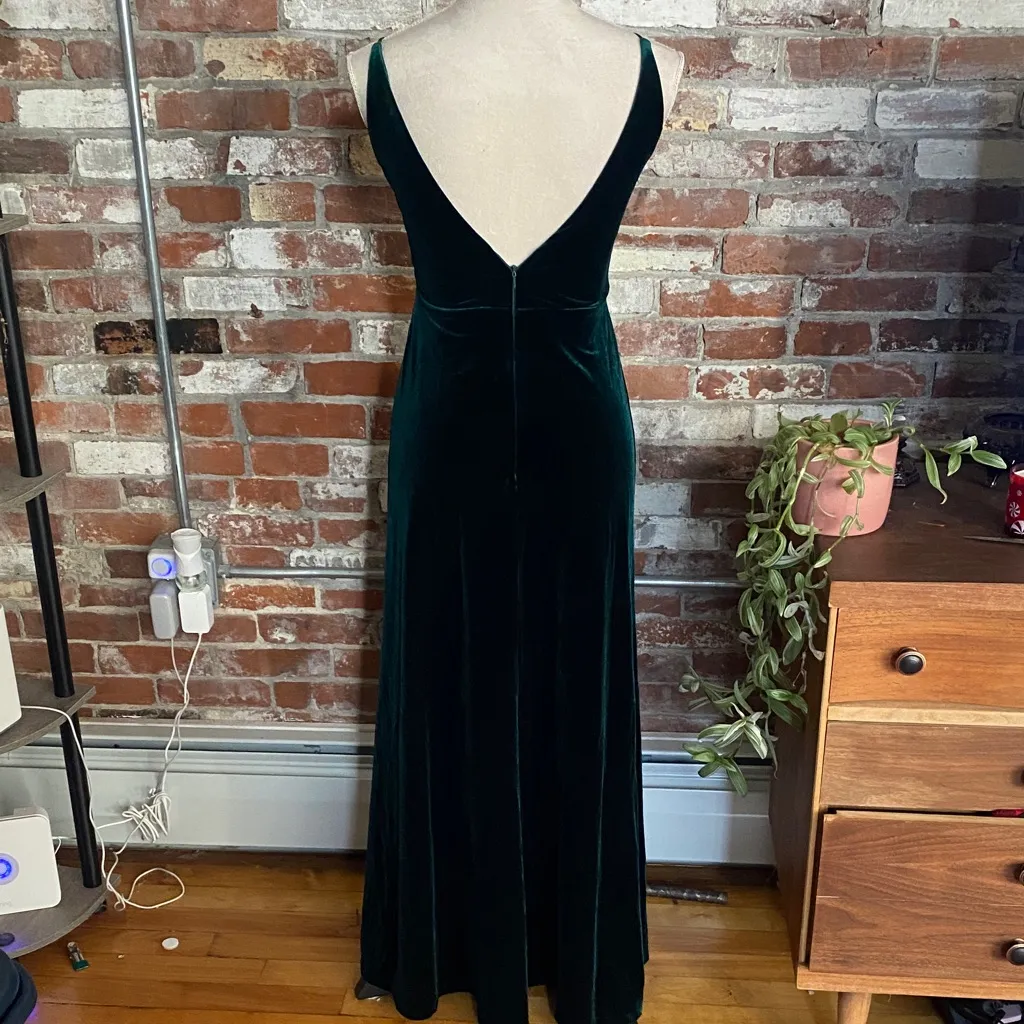 Jenny Yoo Jolie Green Velvet Dress with Slit Size 00 - Image 7