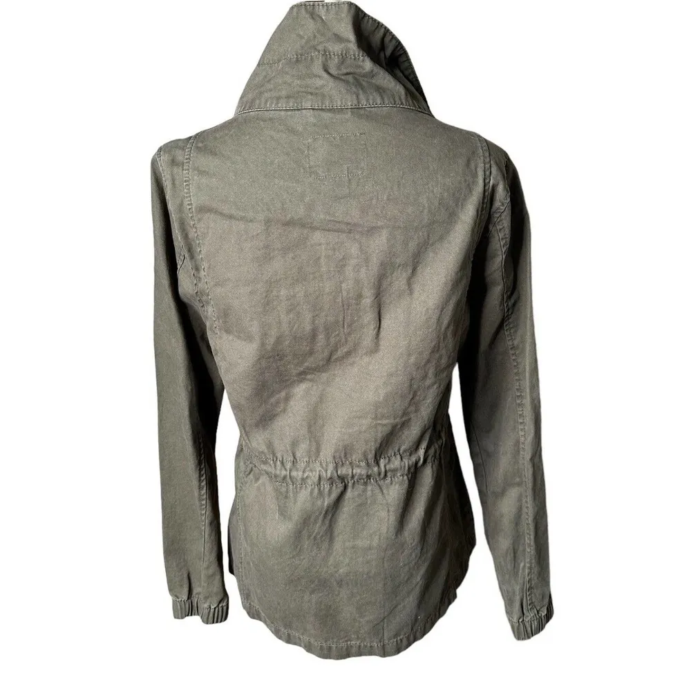 NEW Old Navy Womens Olive Green Floral Embroidered Utility Field Cargo Jacket S - Image 7