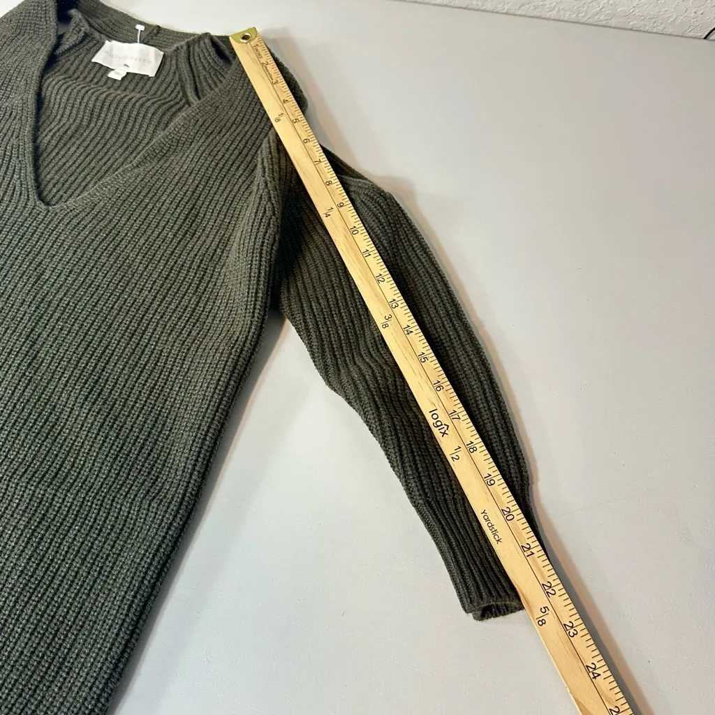 Michelle Mason Cold-Shoulder Ribbed Wool And Cashmere-Blend Sweater Green Small - Image 9