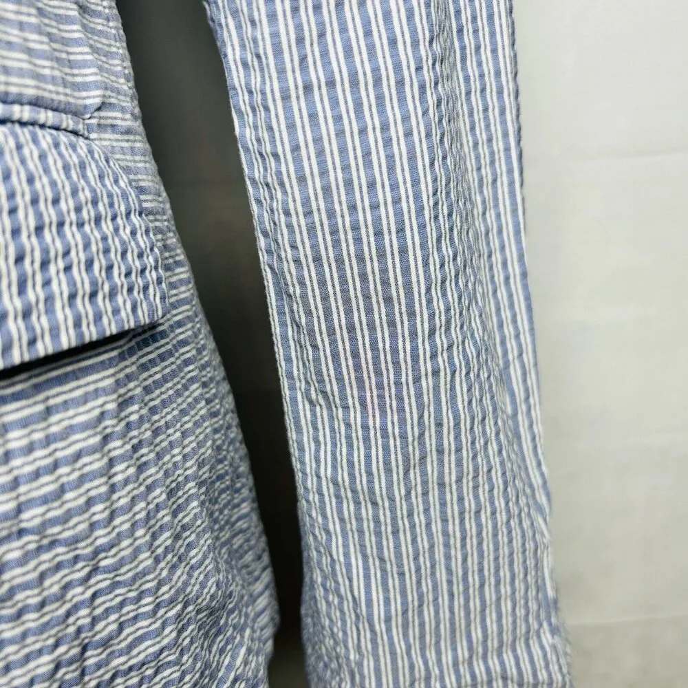 Layfette 148 Blue & White Striped Seersucker Blazer Women's Sz 14 - Image 10